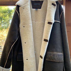 John Varvatos Lamb Wool lined leather coat 54